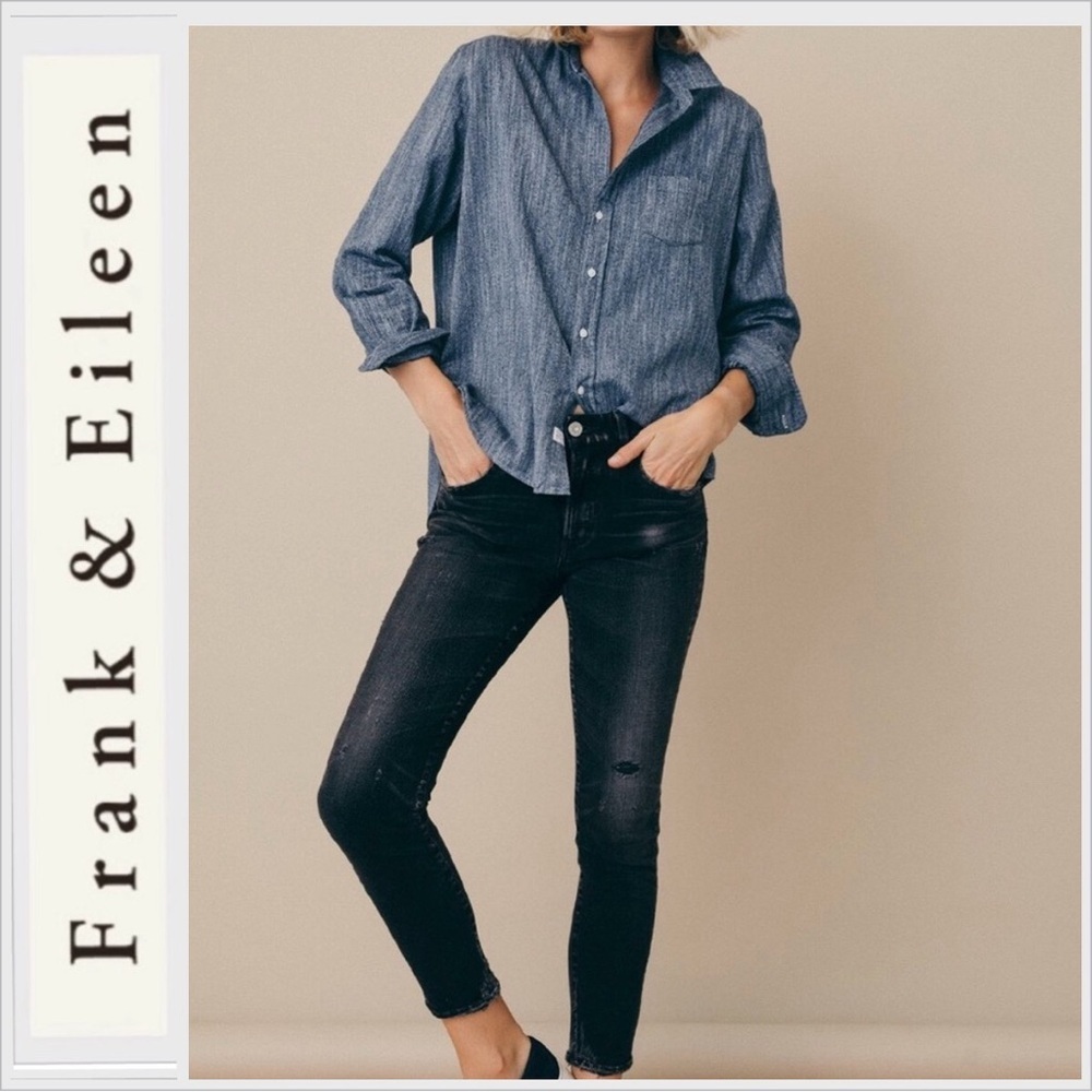 Frank & Eileen Washed Blue Italian Indigo Flannel S